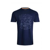 Weird Fish Riggers Organic Cotton Reverse Print Graphic T-Shirt Dark Blue Size S