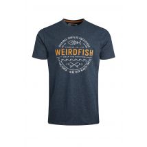 Weird Fish Waves Front Print Graphic T-Shirt Navy Size 3XL