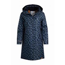 Weird Fish Sena Recycled Bird Print Waterproof Coat  Dark Navy Size 10