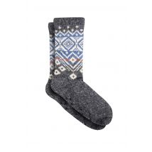 Weird Fish Kochi Fair Isle Fleece Lined Slipper Socks Navy Size 7-11