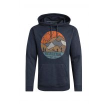Weird Fish Bryant Front Print Graphic Popover Hoodie Dark Navy Size S