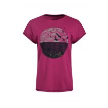 Weird Fish Volant Organic Cotton Front Print T-Shirt Dark Raspberry Size 14