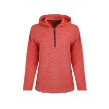 Weird Fish Alisa Eco 1/4 Zip Snow Marl Fleece Hoodie Tango Red Size 12