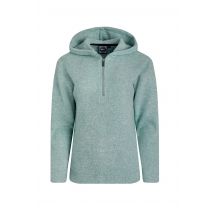 Weird Fish Alisa Eco 1/4 Zip Snow Marl Fleece Hoodie Mineral Blue Size 18