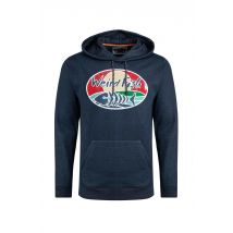 Weird Fish Bryant Front Print Graphic Popover Hoodie Navy Size 3XL