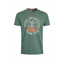Weird Fish Paddle Front Print Graphic T-Shirt Dusky Green Size S