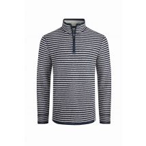 Weird Fish Shorling 1/4 Zip Stripe Eco Macaroni Ecru Size L