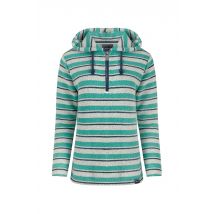 Weird Fish Ally Eco 1/4 Zip Stripe Kierra Knit Hoodie Aqua Marine Size 12