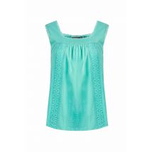 Weird Fish Chelle Organic Cotton Jersey Square Neck Vest Aqua Marine Size 14