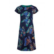 Weird Fish Tallahassee Printed Jersey Dress Dark Blue Size 10