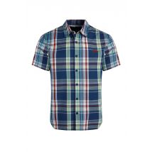 Weird Fish Judd Organic Cotton Short Sleeve Check Shirt Estate blue Size M