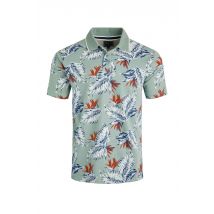 Weird Fish Sarat Organic Cotton Printed Polo Shirt Mineral Blue Size S