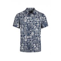 Weird Fish Faraway Organic Cotton Printed Shirt Estate blue Size 2XL