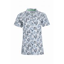 Weird Fish Rehena Organic Cotton Printed Jersey Polo Shirt Off White Size 16
