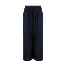 Weird Fish Zelaya Organic Cotton Double Cloth Wide Leg Trousers Navy Size 12