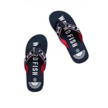 Weird Fish Hamdon Jacquard Flip Flop Navy Size 10