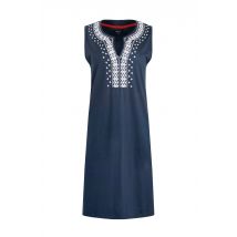 Weird Fish Anaya Organic Cotton Embroidered Jersey Shift Dress Navy Size 16