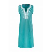 Weird Fish Anaya Organic Cotton Embroidered Jersey Shift Dress Viridis Size 10