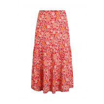 Weird Fish Cassis Lenzing EcoVero™ Printed Viscose Tiered Skirt  Tango Red Size 14