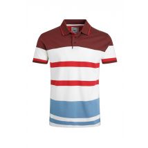 Weird Fish Sunbury Organic Cotton Striped Pique Polo Shirt Pinot Red Size 2XL
