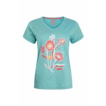 Weird Fish Botanic Organic Cotton V Neck Front Print T-Shirt Viridis Size 20