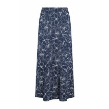 Weird Fish Ares Printed Jersey A-Line Maxi Skirt Dark Navy Size 12