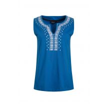 Weird Fish Tirtha Organic Cotton Embroidered Jersey Vest Adriatic Blue Size 18