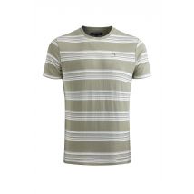 Weird Fish Xavier Eco Crepe Stripe T-Shirt Sage Size 3XL