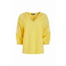 Weird Fish Emma Embroidered Sleeve Blouse Sunshine Yellow Size 14