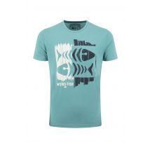 Weird Fish Double Fish Front Print Graphic T-Shirt Smoked Blue Size 4XL