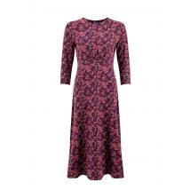 Weird Fish Felicity Printed Jersey Midi Dress Purple Wine Size 20