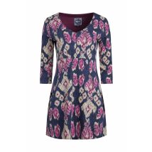 Weird Fish Arielle Printed Jersey 3/4 Sleeve Tunic Petrol Blue Size 14