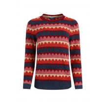 Weird Fish Tyla Cosy Knit Scalloped Jumper Antique Cherry Size 10