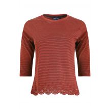 Weird Fish Raven Striped Embroidered Hem Top Conker Size 18