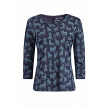 Weird Fish Laveda 3/4 Sleeve Printed V Neck T-Shirt Dark Navy Size 22