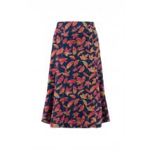 Weird Fish Lorient Printed Jersey Godet Midi Skirt Night Blue Size 22