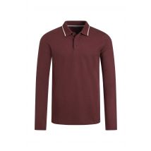 Weird Fish Theo Organic Cotton Textured Jersey Long Sleeve Polo Bitter Chocolate Size 2XL