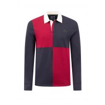 Weird Fish Lyon Organic Cotton Colour Block Rugby Shirt Garnet Size 5XL