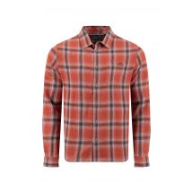 Weird Fish Broxton Organic Cotton Long Sleeve Herringbone Check Shirt Rust Size 3XL