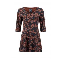 Weird Fish Arielle Printed Jersey 3/4 Sleeve Tunic Bitter Chocolate Size 18