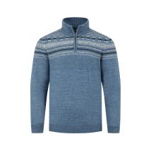 Weird Fish Larner 1/4 Zip Fair Isle Jumper Pale Denim Size 4XL