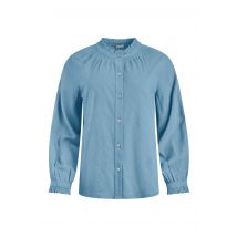 Weird Fish Donna Frilly Edge Cotton Dobby Shirt Lake Blue Size 10