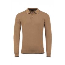 Weird Fish Alden Long Sleeve Knitted Polo Mocha Size 3XL