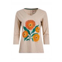 Weird Fish Flower Power Organic Cotton 3/4 Sleeve Graphic T-Shirt Sand Dune Size 12