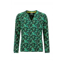 Weird Fish Brooke Organic Cotton Printed V Neck Jersey Top Forest Night Size 8