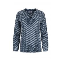 Weird Fish Brooke Organic Cotton Printed V Neck Jersey Top Indigo Size 14