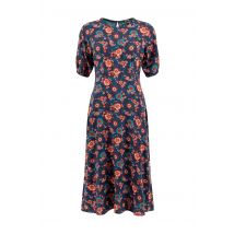 Weird Fish Everly Viscose Printed Viscose Dress Dark Blue Size 14
