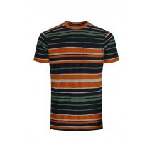 Weird Fish Herne Organic Cotton Stripe T-Shirt Brick Orange Size 2XL