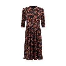 Weird Fish Hellen Printed Crepe Viscose Shirt Dress Bitter Chocolate Size 20