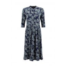 Weird Fish Hellen Printed Crepe Viscose Shirt Dress True Blue Size 14
